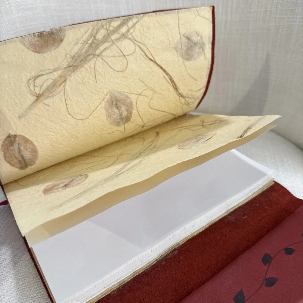 9x5 Inch sketchbook Leather blank page diary Leather diary for travel Leaf Print